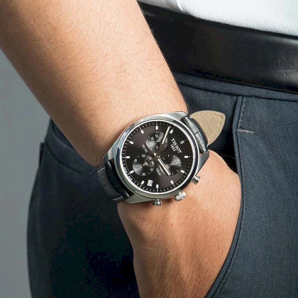  Shop Authentic Tissot PR 100 Chronograph Black Dial Black Leather Strap Watch For Men - T101.417.16.051.00 - Luxxuri