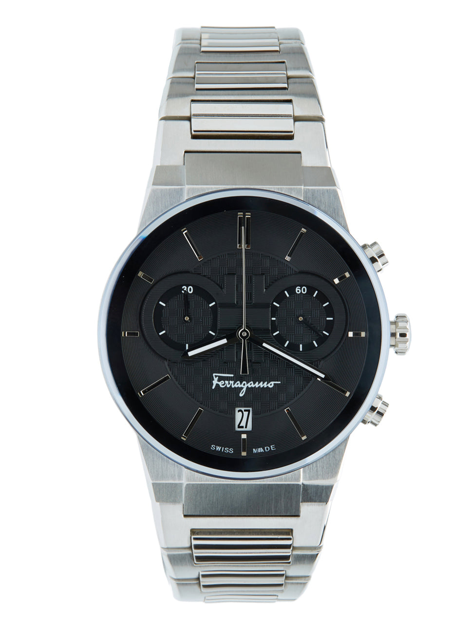  Shop Authentic Salvatore Ferragamo Sapphire Chrono Black Dial Silver Steel Strap Watch for Men - SFME00321 - Luxxuri