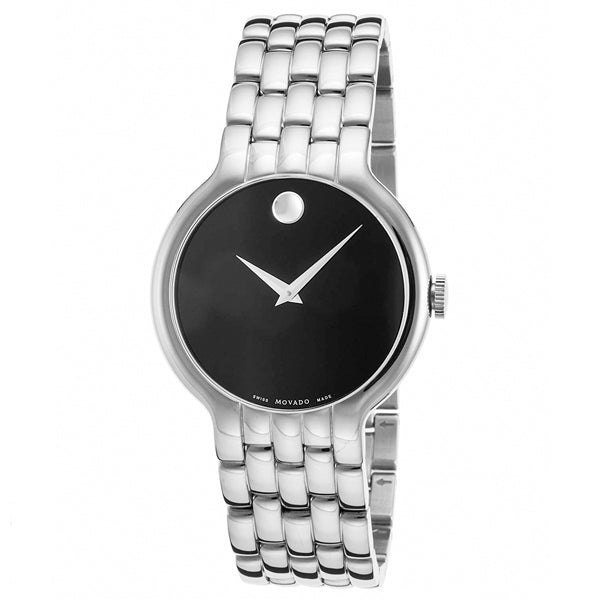  Shop Authentic Movado Classic Quartz Black Dial Silver Steel Strap Watch for Men - 0606337 - Luxxuri