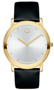  Shop Authentic Movado TC Silver Dial Black Leather Strap Watch For Men - 606695 - Luxxuri