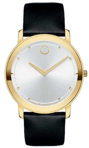  Shop Authentic Movado TC Silver Dial Black Leather Strap Watch For Men - 606695 - Luxxuri