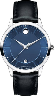  Shop Authentic Movado 1881 Automatic Blue Dial Black Leather Strap Watch For Men - 606874 - Luxxuri