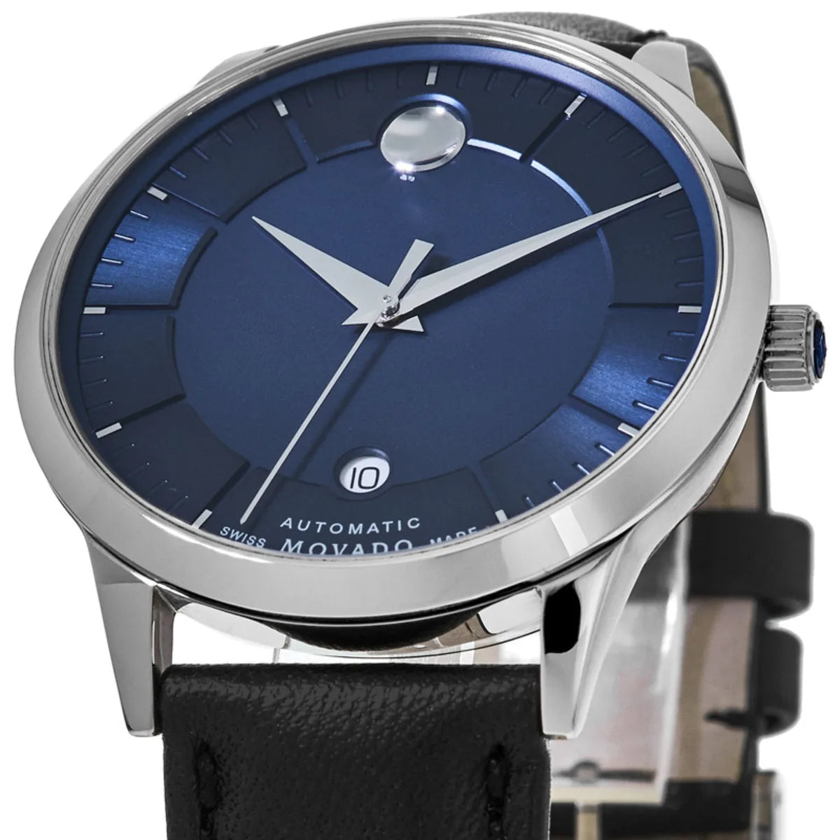  Shop Authentic Movado 1881 Automatic Blue Dial Black Leather Strap Watch For Men - 606874 - Luxxuri