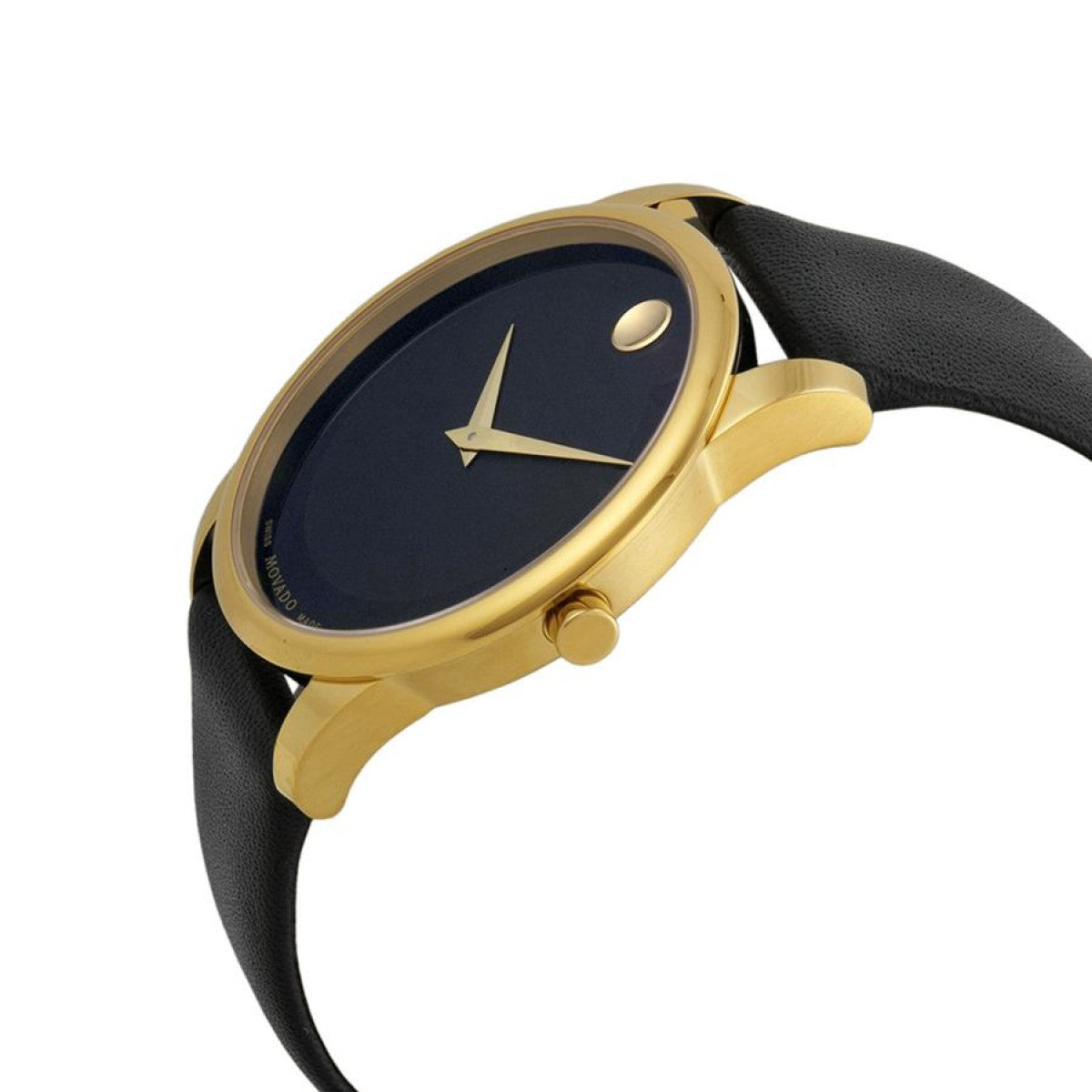  Shop Authentic Movado Museum Black Dial Black Leather Strap Watch For Men - 606876 - Luxxuri