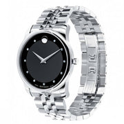  Shop Authentic Movado Museum Diamonds Black Dial Silver Steel Strap Watch For Men - 606878 - Luxxuri