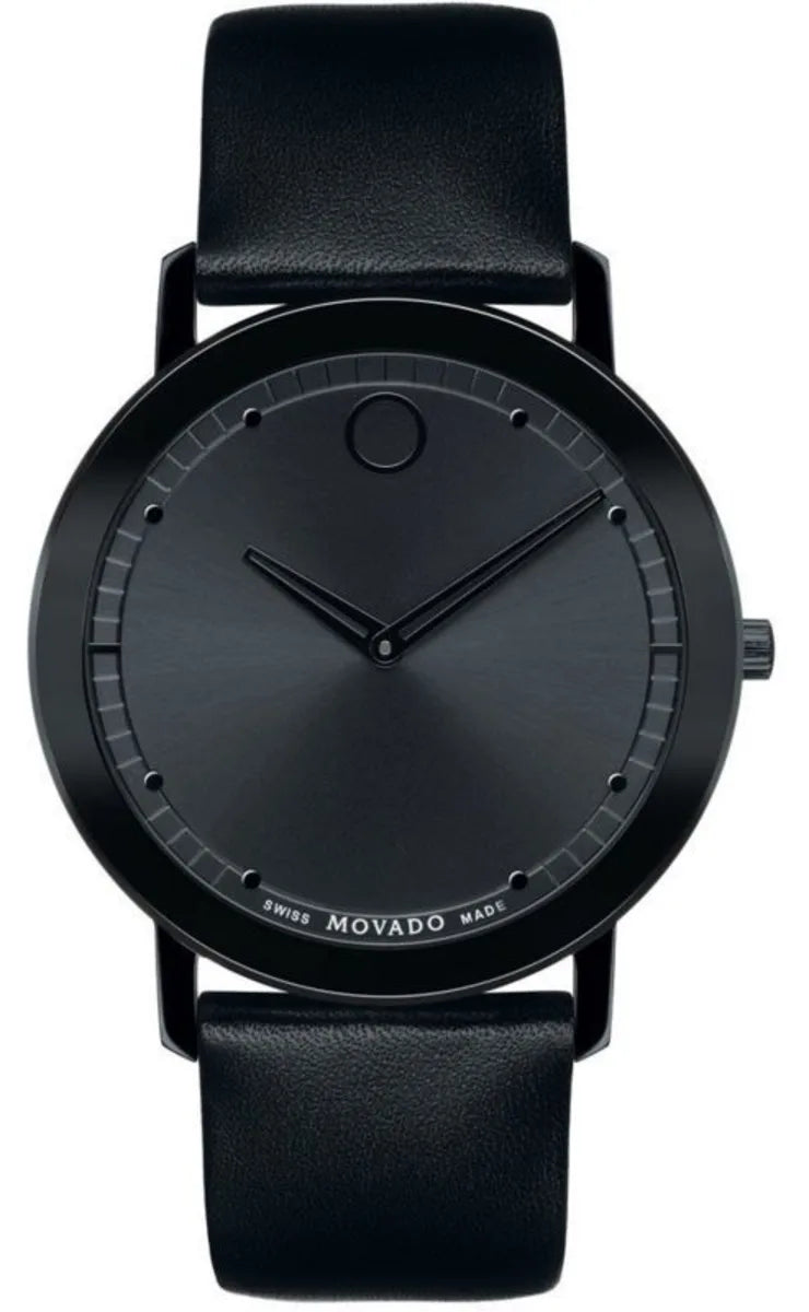  Shop Authentic Movado Sapphire Black Dial Black Leather Strap Watch for Men - 606884 - Luxxuri