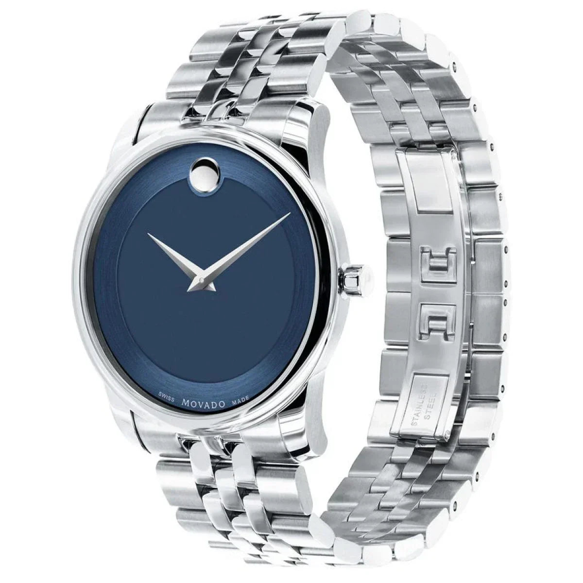  Shop Authentic Movado Museum Classic Blue Dial Silver Steel Strap Watch for Men - 606982 - Luxxuri