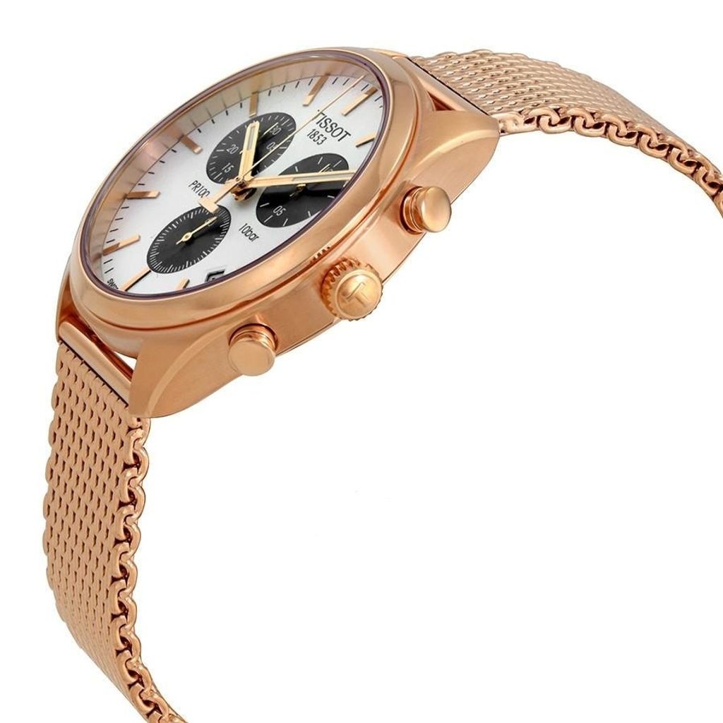  Shop Authentic Tissot T Classic PR 100 Chronograph Silver Dial Rose Gold Mesh Bracelet Watch For Men - T101.417.33.031.01 - Luxxuri