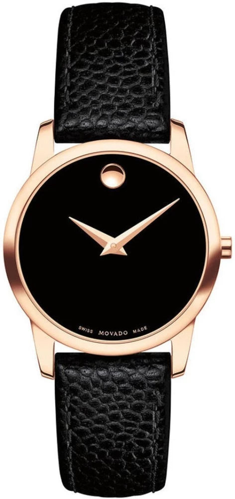  Shop Authentic Movado Museum Classic Black Dial Black Leather Strap Watch For Women - 607061 - Luxxuri