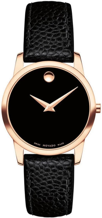  Shop Authentic Movado Museum Classic Black Dial Black Leather Strap Watch For Women - 607061 - Luxxuri