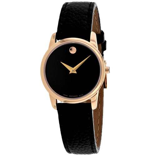  Shop Authentic Movado Museum Classic Black Dial Black Leather Strap Watch For Women - 607061 - Luxxuri