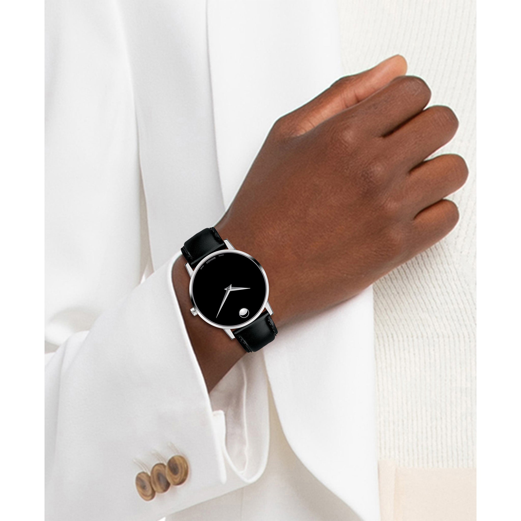  Shop Authentic Movado Museum Classic Black Dial Black Leather Strap Watch for Men - 0607194 - Luxxuri