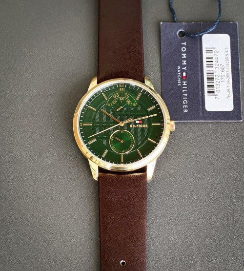  Shop Authentic Tommy Hilfiger Hunter Green Dial Brown Leather Strap Watch for Men - 1791607 - Luxxuri