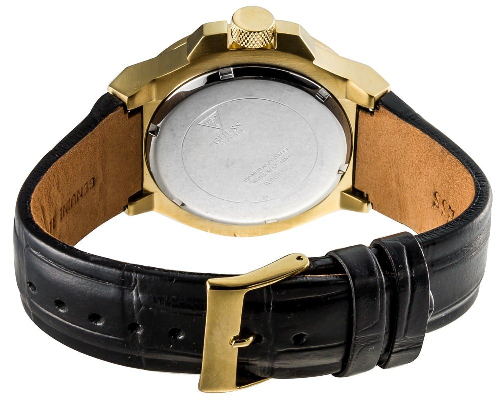  Shop Authentic Guess Rigor Analog Black Dial Black Leather Strap Watch For Men - W0040G4 - Luxxuri