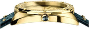  Shop Authentic Versace Shadov Quartz Gold Dial Black Leather Strap Watch for Women - VEBM01118 - Luxxuri