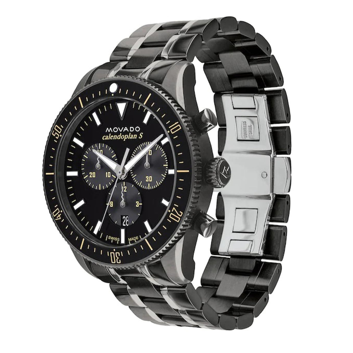  Shop Authentic Movado Heritage Calendoplan Chronograph Black Dial Black Steel Strap Watch For Men - 3650125 - Luxxuri