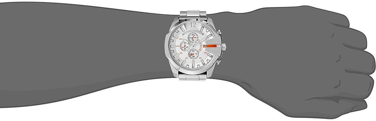  Shop Authentic Diesel Mega Chief Quartz Chronograph White Dial Steel Strap Watch For Men - DZ4328 - Luxxuri