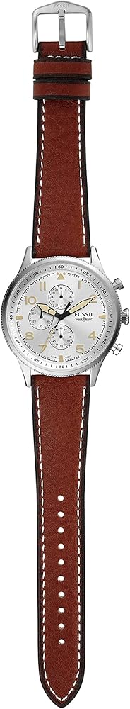  Shop Authentic Fossil Retro Pilot Chronograph Silver Dial Brown Leather Strap Watch for Men - FS5809 - Luxxuri