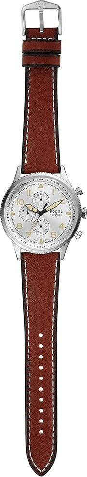  Shop Authentic Fossil Retro Pilot Chronograph Silver Dial Brown Leather Strap Watch for Men - FS5809 - Luxxuri