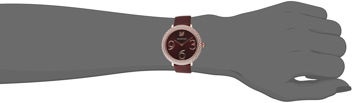  Shop Authentic Swarovski Crystal Frost Red Dial Red Leather Strap Watch for Women - 5484064 - Luxxuri