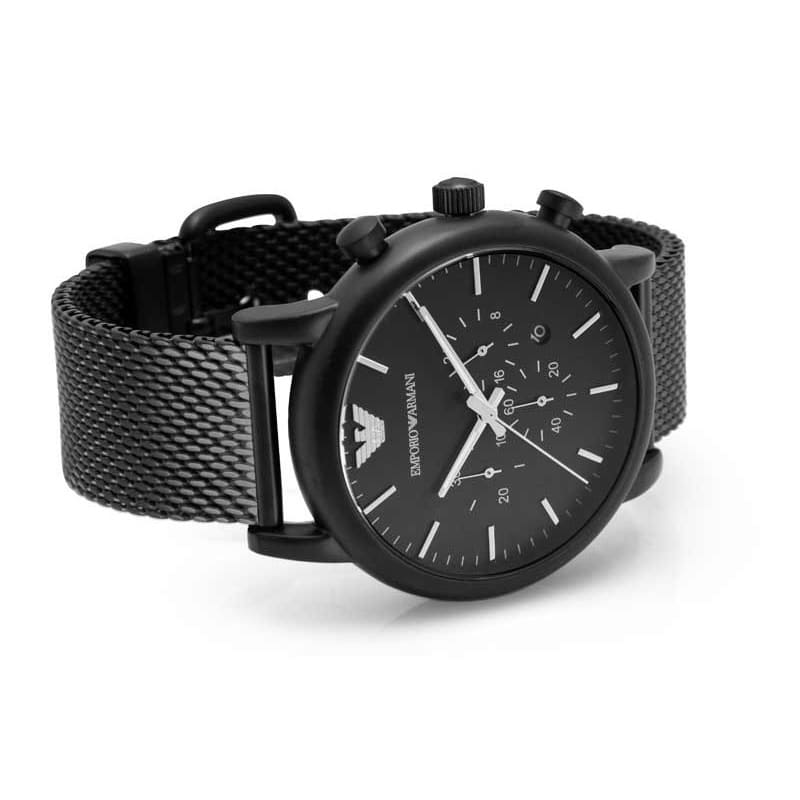  Shop Authentic Emporio Armani Sport Chronograph Black Dial Black Mesh Bracelet Watch For Men - AR1968 - Luxxuri