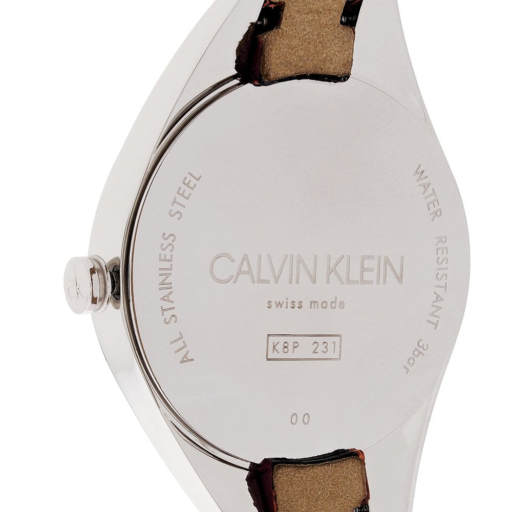  Shop Authentic Calvin Klein Rebel Blue Maroon Dial Maroon Leather Strap Watch for Women - K8P231UN - Luxxuri