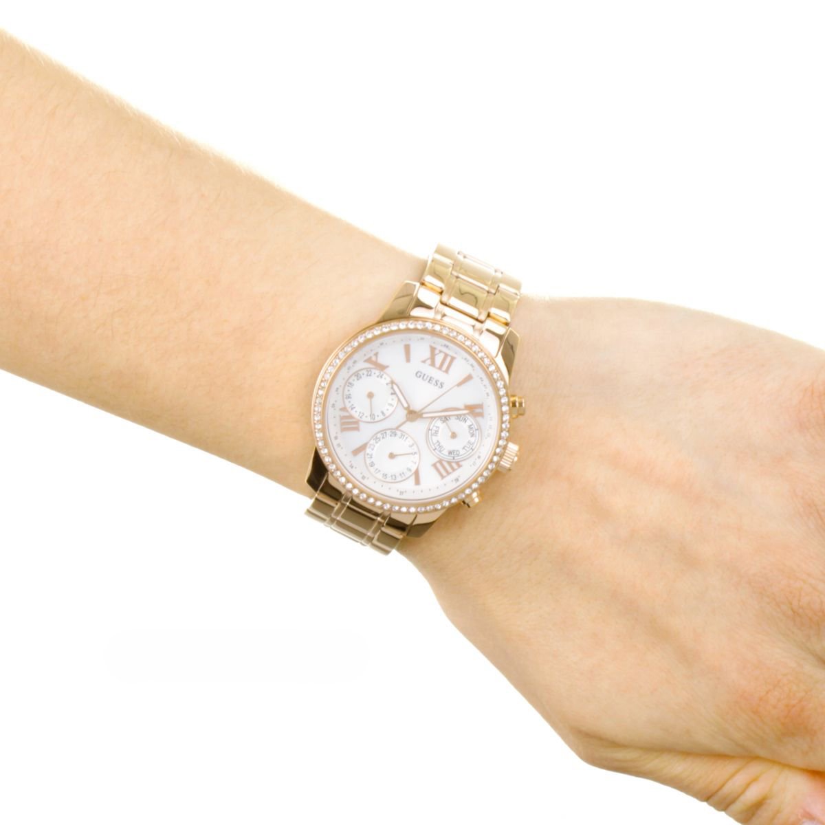  Shop Authentic Guess Mini Surprise Analog Silver Dial Rose Gold Steel Strap Watch For Women - W0623L2 - Luxxuri