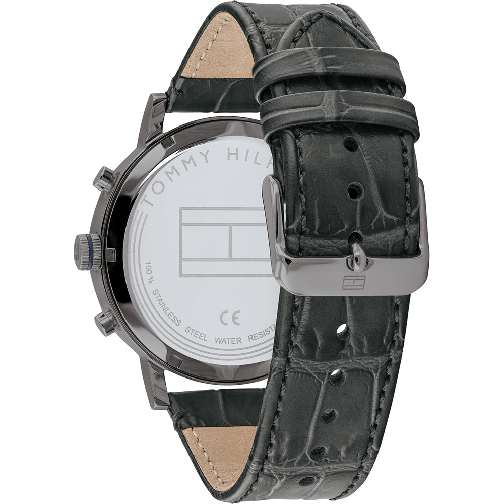  Shop Authentic Tommy Hilfiger Evan Black Dial Black Leather Strap Watch for Men - 1710395 - Luxxuri