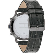  Shop Authentic Tommy Hilfiger Evan Black Dial Black Leather Strap Watch for Men - 1710395 - Luxxuri
