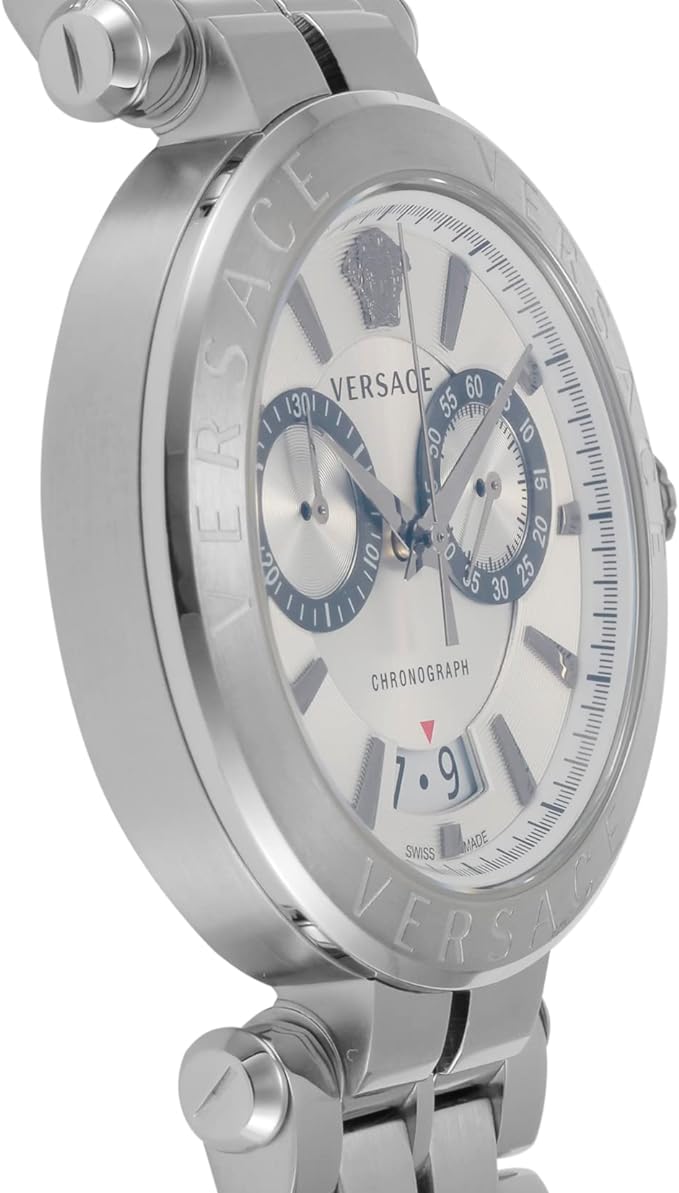 Shop Authentic Versace Aion Chronograph White Dial Silver Steel Strap Watch for Men - VBR040017 - Luxxuri