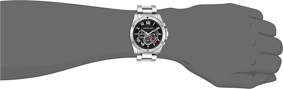  Shop Authentic Michael Kors Brecken Chronograph Quartz Black Dial Silver Steel Strap Watch For Men - MK8438 - Luxxuri