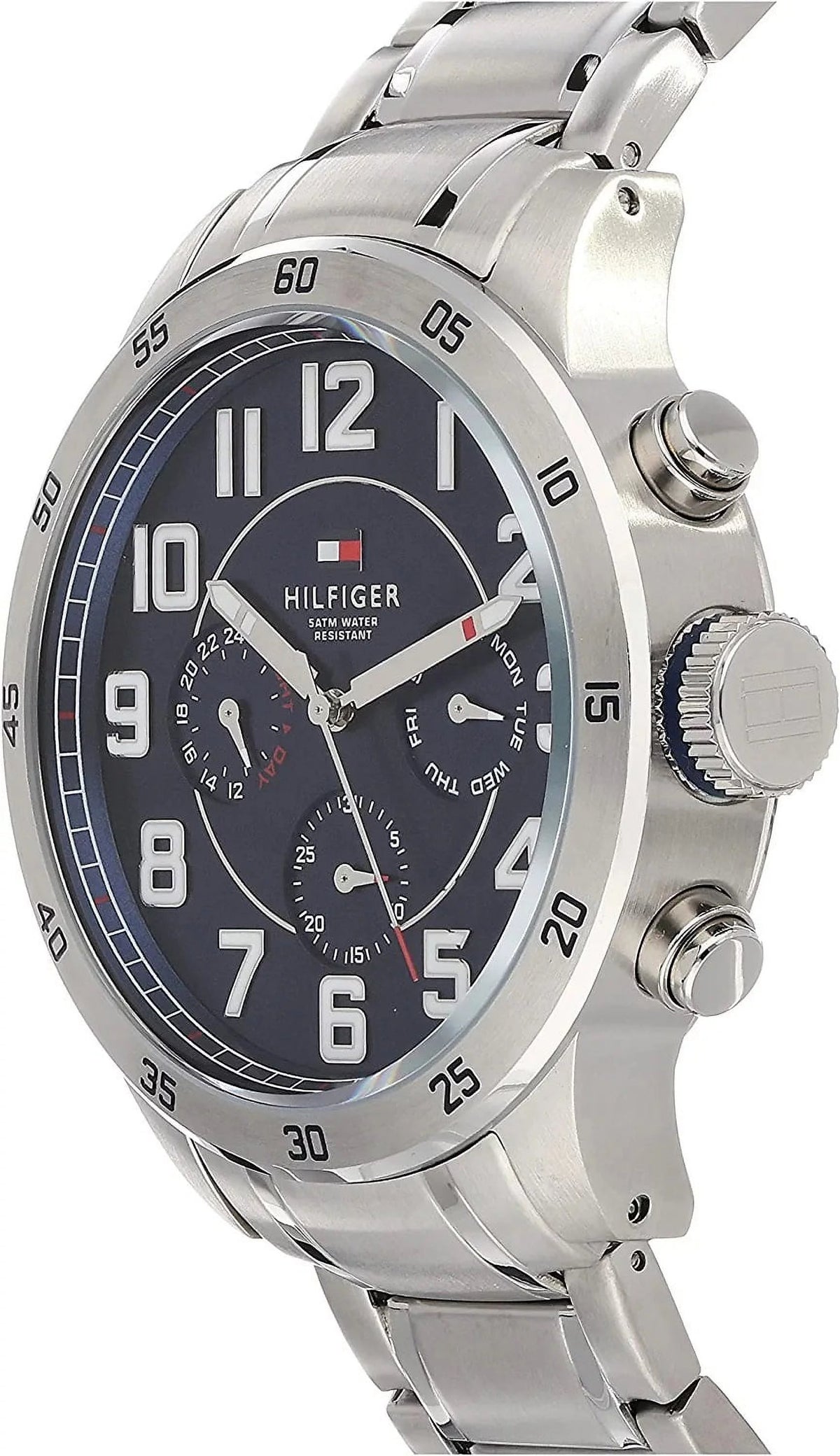  Shop Authentic Tommy Hilfiger Trent Chronograph Blue Dial Silver Steel Strap Watch for Men - 1791053 - Luxxuri