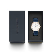  Shop Authentic Daniel Wellington Dapper Somerset White Dial Blue Leather Strap Watch For Men - DW00100191 - Luxxuri