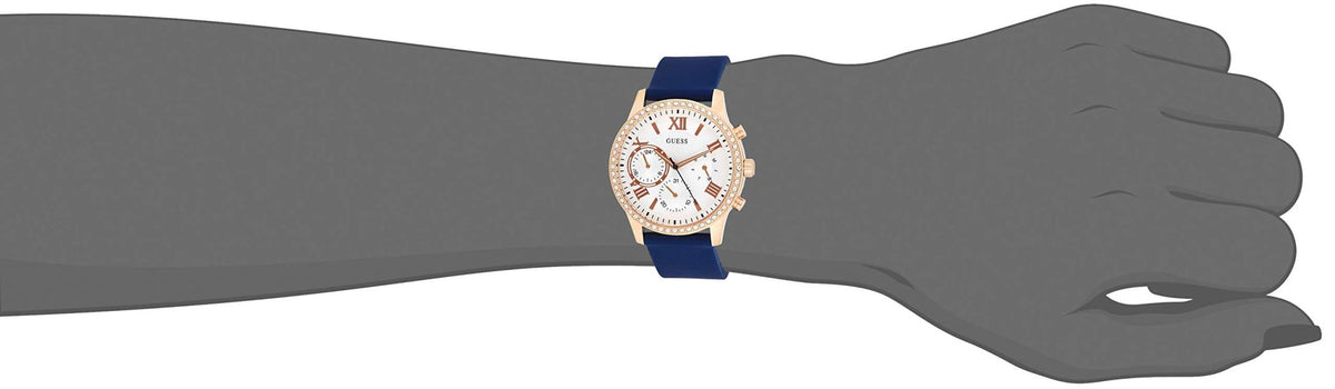  Shop Authentic Guess Solar White Rose Gold Dial Blue Rubber Strap Watch For Women - W1135L3 - Luxxuri