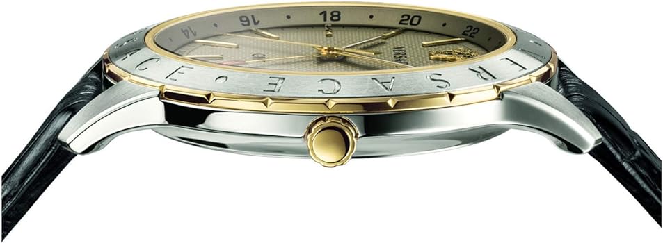  Shop Authentic Versace Univers Beige Dial Black Leather Strap Watch for Men - VEBK00218 - Luxxuri