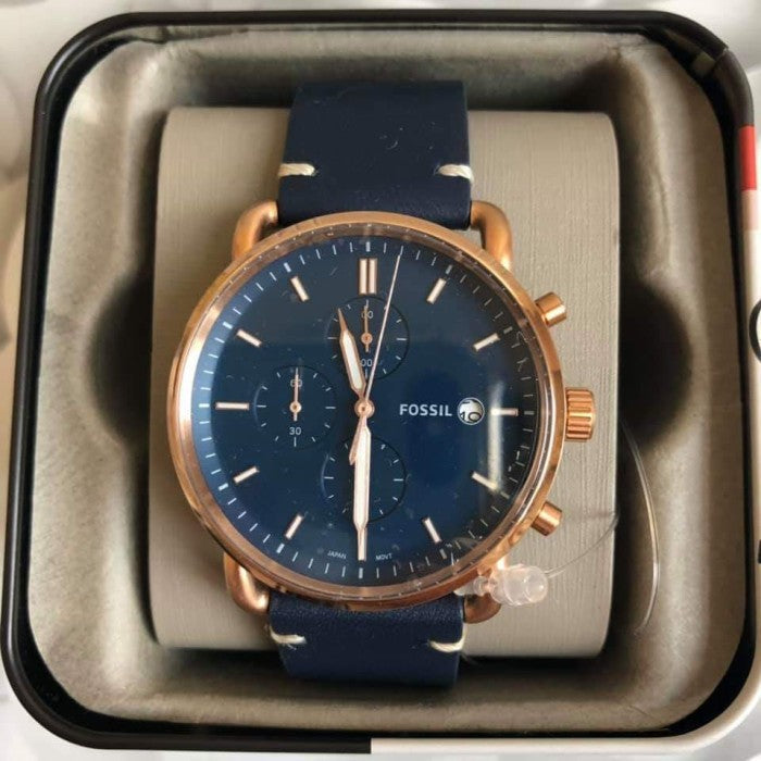 Shop Authentic Fossil The Commuter Blue Dial Blue Leather Strap Watch for Men - FS5404 - Luxxuri