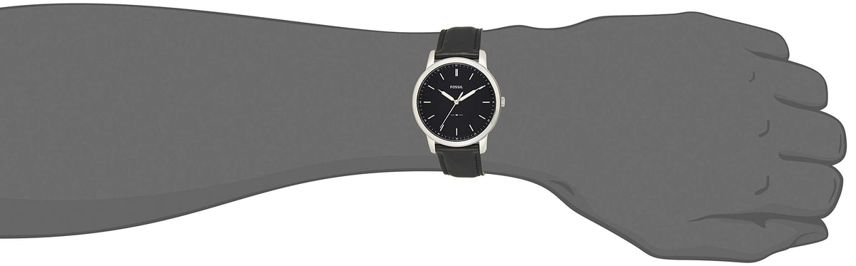  Shop Authentic Fossil The Minimalist Three Hand Black Dial Black Leather Strap Watch for Men - FS5398 - Luxxuri