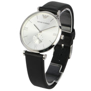  Shop Authentic Emporio Armani Retro Analog Quartz Silver Dial Black Leather Strap Watch For Men - AR1674 - Luxxuri