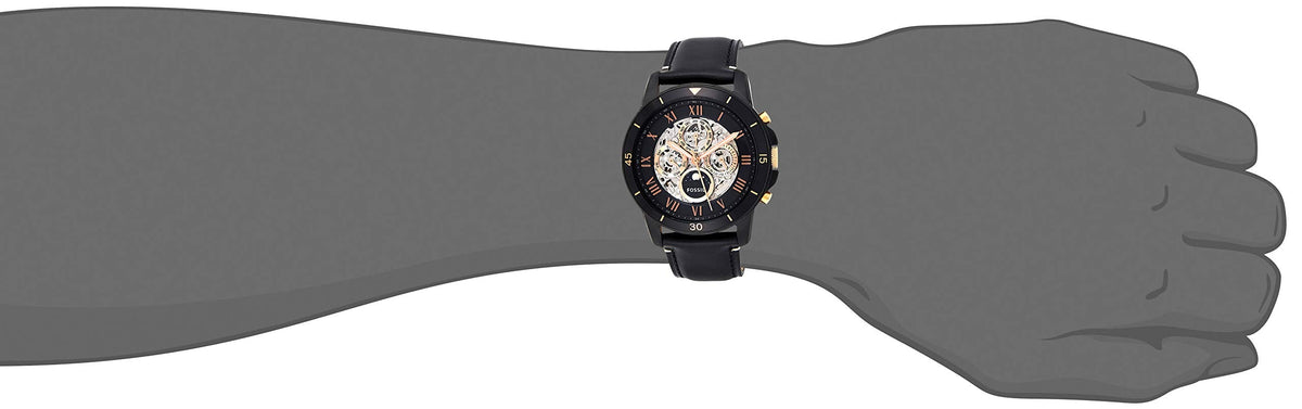 Shop Authentic Fossil Grant Sport Automatic Skeleton Black Dial Black Leather Strap Watch for Men - ME3138 - Luxxuri