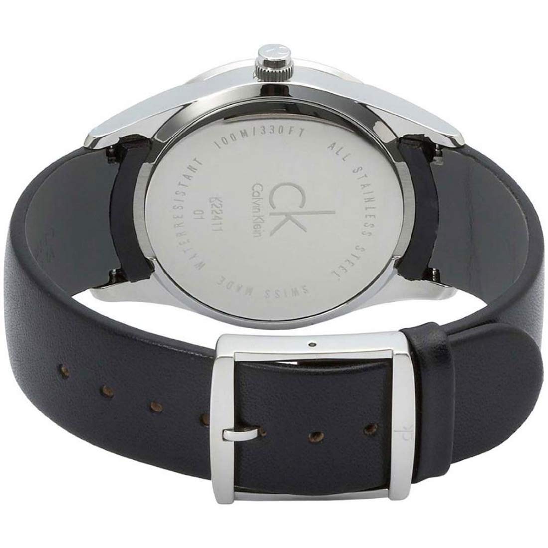  Shop Authentic Calvin Klein Minimal Diamonds Black Dial Black Leather Strap Watch for Men - K3M211CS - Luxxuri