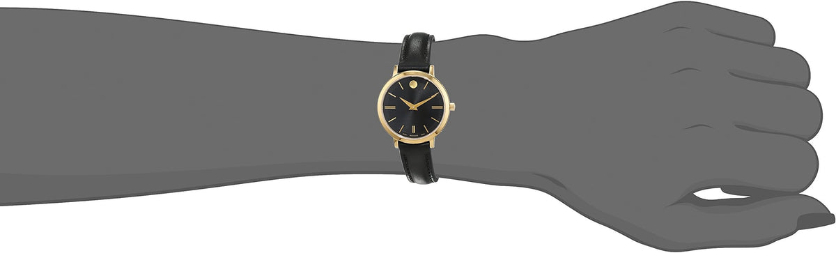  Shop Authentic Movado Ultra Slim Black Dial Black Leather Strap Watch For Women -  0607095 - Luxxuri