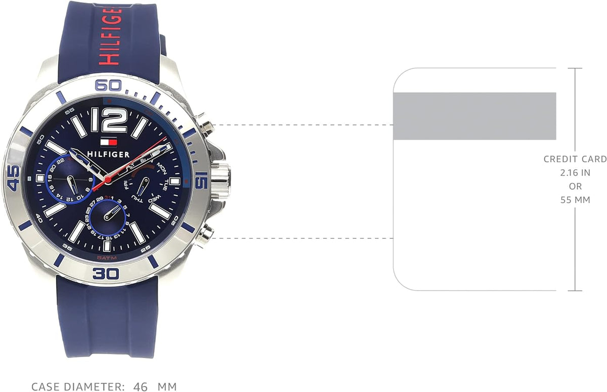  Shop Authentic Tommy Hilfiger Nolan Chronograph Blue Dial Blue Rubber Strap Watch for Men - 1791142 - Luxxuri