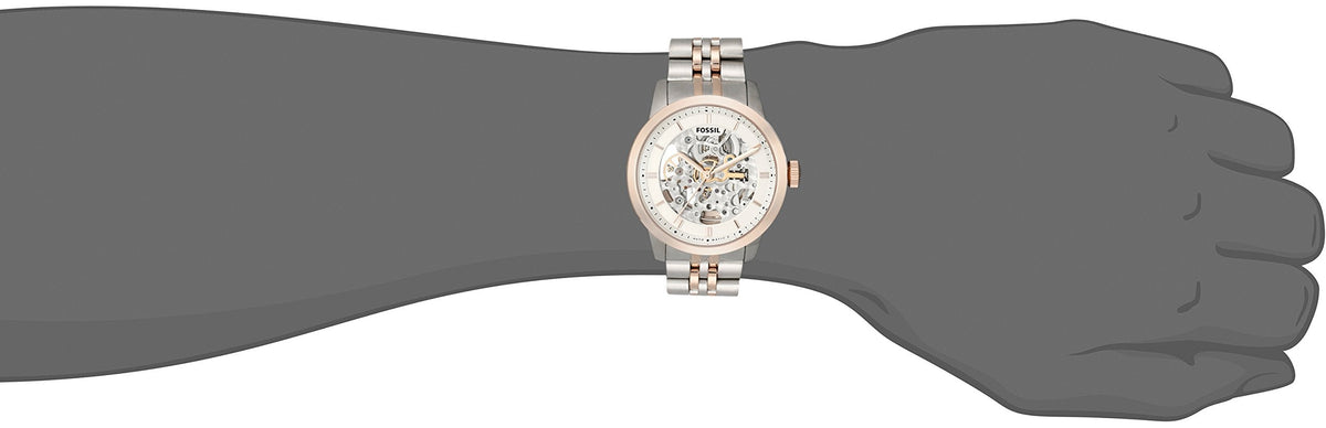  Shop Authentic Fossil Townsman Automatic Skeleton White Dial Two Tone Steel Strap Watch for Men - ME3075 - Luxxuri