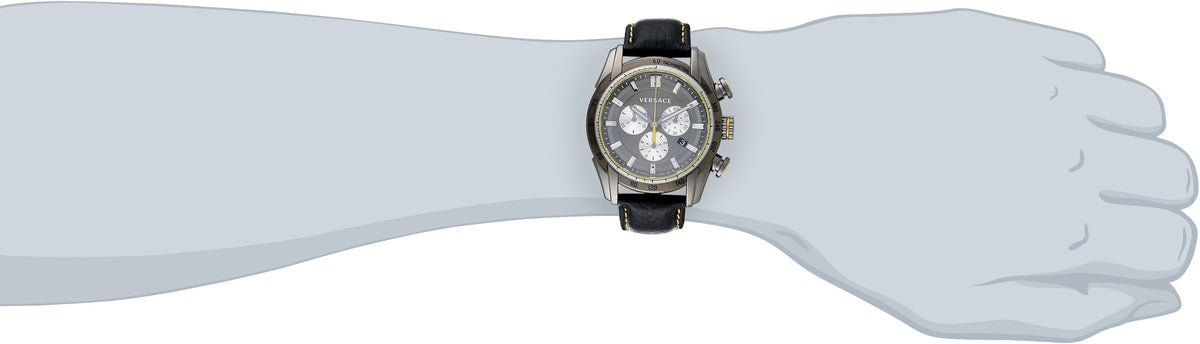  Shop Authentic Versace V Ray Chronograph Grey Dial Black Leather Strap Watch for Men - VDB020014 - Luxxuri