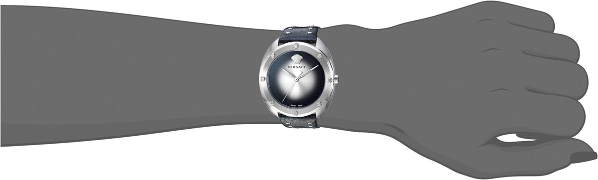  Shop Authentic Versace Shadov Quartz Silver Dial Black Snake Leather Strap Watch for Women - VEBM00118 - Luxxuri