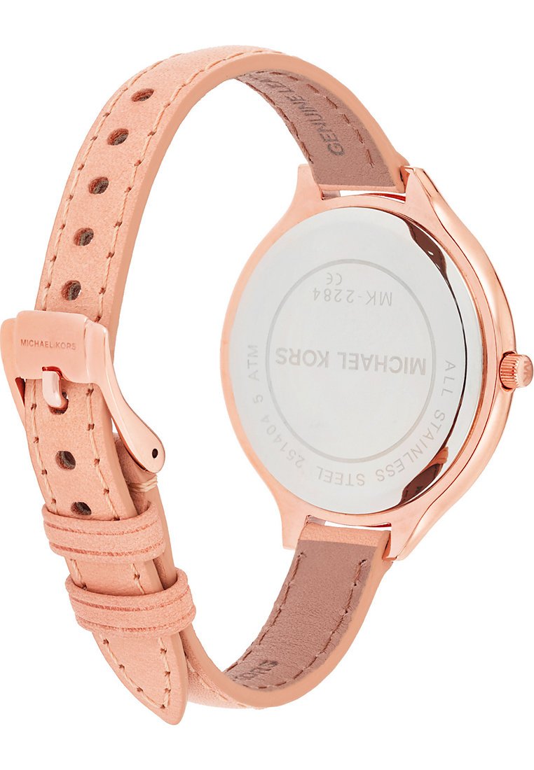  Shop Authentic Michael Kors Runway Slim Quartz White Dial Beige Leather Strap Watch For Women - MK2284 - Luxxuri