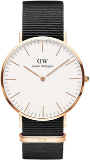  Shop Authentic Daniel Wellington Classic Cornwall White Dial Black Nylon Strap Watch For Men - DW00100257 - Luxxuri