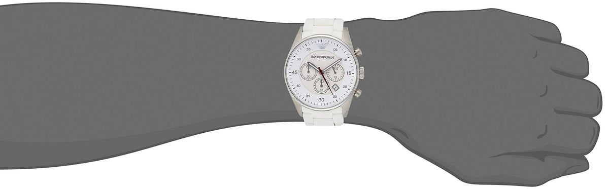  Shop Authentic Emporio Armani Sport Chronograph White Dial White Silicone Strap Watch For Men - AR5859 - Luxxuri