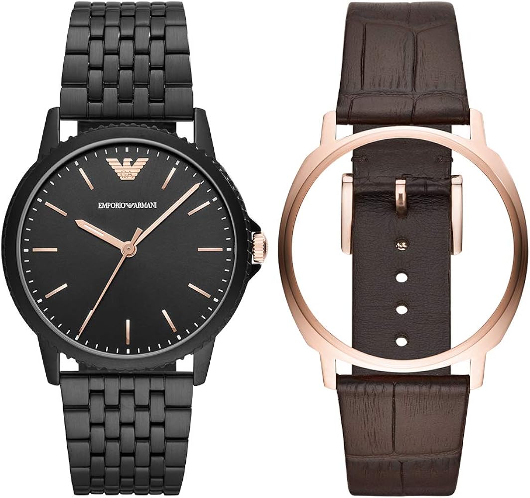  Shop Authentic Emporio Armani Interchangeable Black Dial Black Steel Strap Watch For Men - AR80021 - Luxxuri