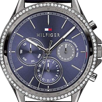  Shop Authentic Tommy Hilfiger Ari Quartz Diamonds Blue Dial Blue Leather Strap Watch for Women - 1781979 - Luxxuri
